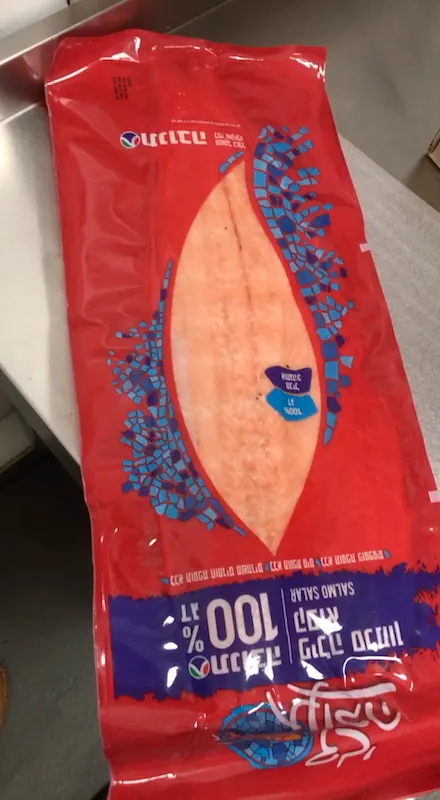 Chilean Atlantic salmon in customer-specific retail packaging for Israel